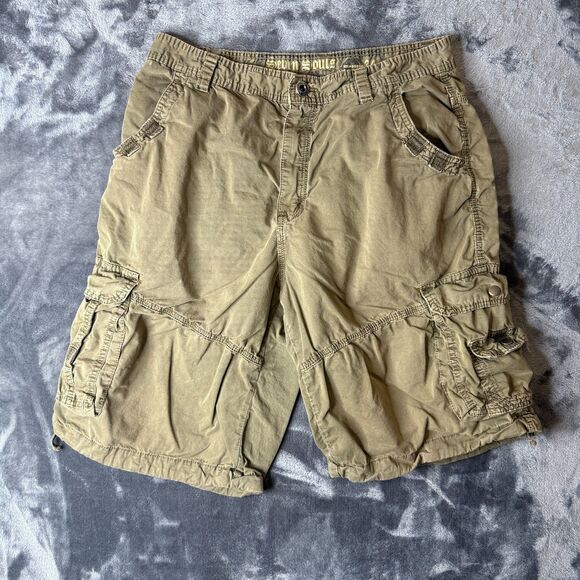 Vintage Y2K Seven Souls Cargo Utility Shorts Beige Multi Pockets Size 34 - Picture 1 of 8